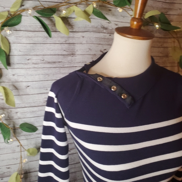 Eliza J mock neck striped fit & flare dress - Picture 7 of 9